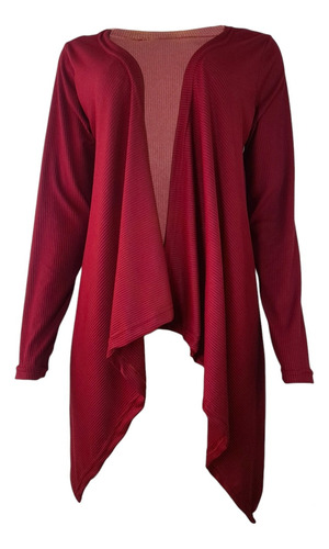 Cardigan Feminino De Bico Suede Canelado Casaco Kimono