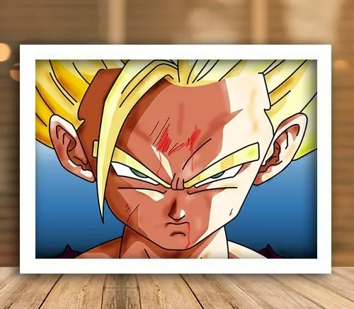 Quadro Dragon Ball Z Gohan Super Sayajin 2 Moldur E Vidro A3