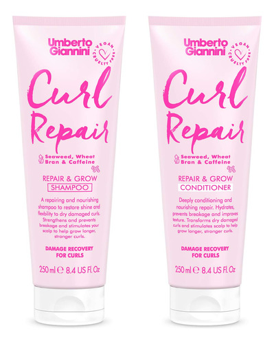 Umberto Giannini Curl Repair Shampoo + Acondicionador, Vegan