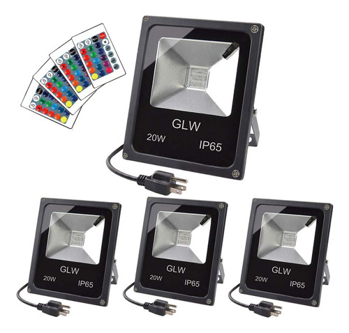 Proyector Glw 20 W Rgb Led, Cambia De Color Con Mando A Dist