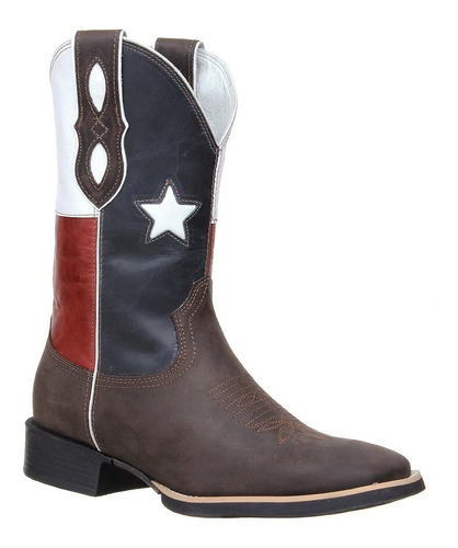 Bota Western Masculina Marrom Bico Quadrado Cow Way 29838