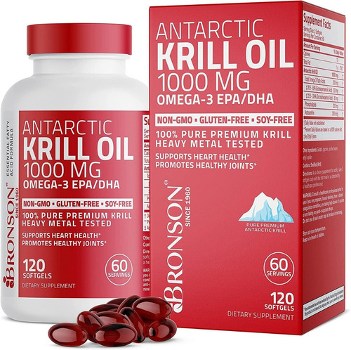 Krill Oil 1000mg Bronson Omega 3 Epa/dha 120 Softgels Eeuu