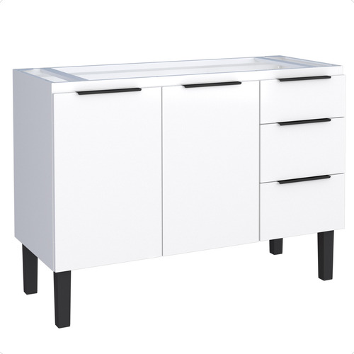 Gabinete De Aço 3 Gavetas 2 Portas Para Pia De 120 Cm Flora
