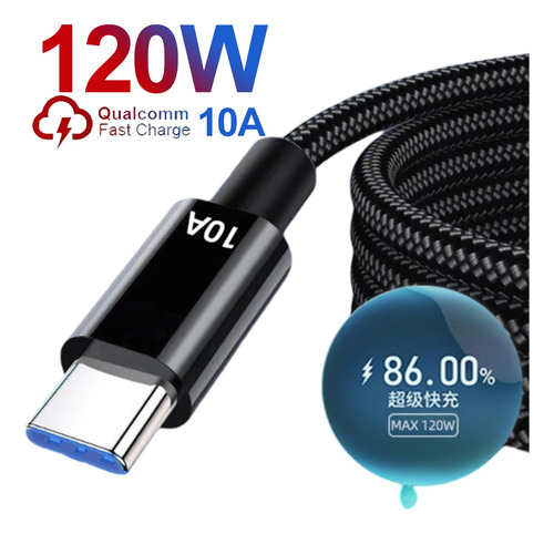Cable De Datos De Carga Rápida De 120 W, 10 A, Cable Usb Tip