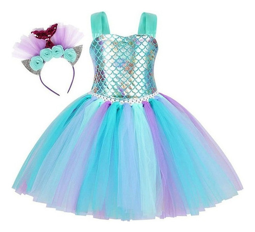 Vestido Tutú De Sirena Para Niña Para Fiesta De Cumpleaños C