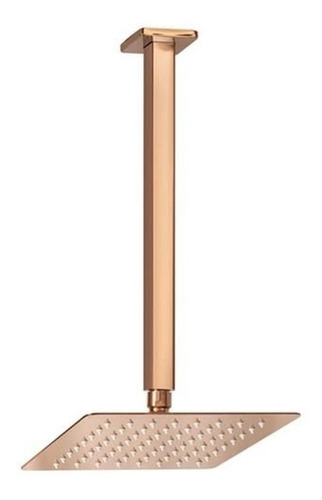 Ducha Chuveiro 20x20 De Teto Inox Com Braço 30 Rose Gold Acabamento Brilhante Cor Rosa