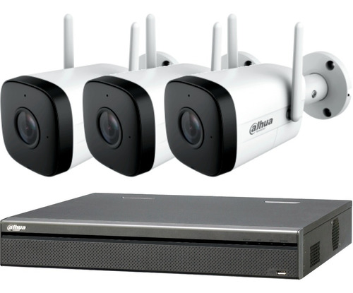 Kit Ip Seguridad Dahua Dvr + 3 Camaras Wifi 2mp Audio