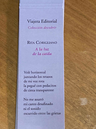 Imagen 2 de 3 de Libro A La Luz De La Caída Rita Corigliano Poesía Viajera Ed