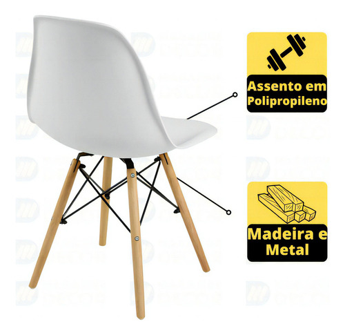 Kit Mesa Jantar Eiffel 120x80cm Branca + 4 Cadeiras Eiffel Cor Cinza