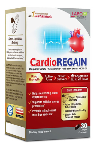 Labo Nutrition Cardioregain, Ubiquinol Coq10 Con Kaneka Qh 1