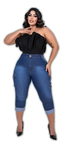 Calça corsario on sale jeans plus size