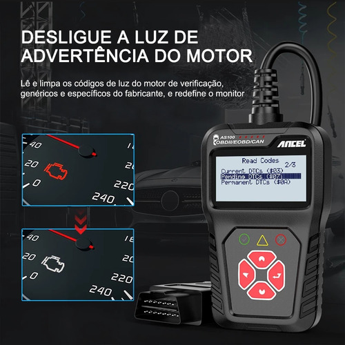 Automotivo Scanner Obd2 Ancel As100 Ler E Limpar Códigos