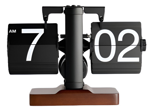 Reloj Escritorio Retro Flip Solapas Automatico Inpro Negro-madera