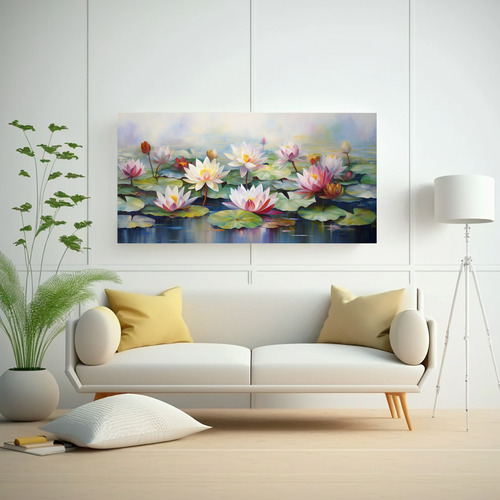 80x40cm Cuadro De Flores De Loto Abstractas En Alta Resoluci