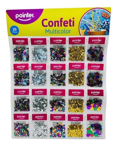 Set Sachet Escarcha Confeti 5 Diseños 20 Bolsitas Pointer Color Multicolor