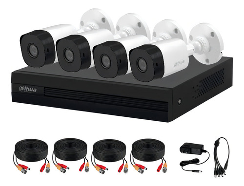 Dahua Kit De 4 Canales De 1 Megapixel/ 4 Cámaras B1a11 Con Lente De 2.8mm/ 93 Grados De Apertura/ 4 Ch+1 Ip O Hasta 5 Ch Ip/smd Plus/búsqueda De Humanos Y Vehículos/accesorios Incluidos