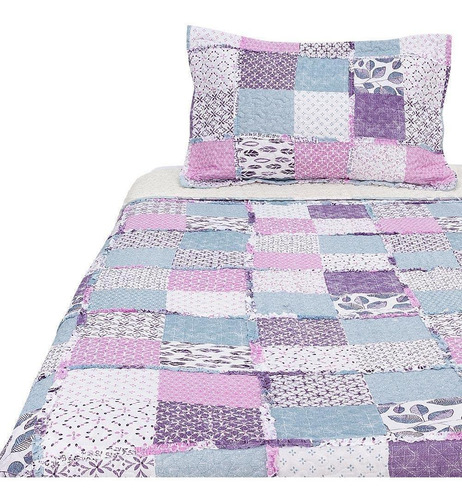 Cubrecama Ruffles Sherpa 2.5 Plazas Diseño Bombai Multicolor