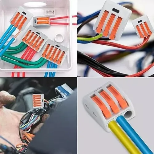 Pack100 Conectores Eléctrico Rápido Tipo Wago 3 Entradas