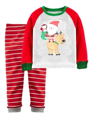 Pijama De Navidad Pingüinos, Santa, Renos Para Bebes Y Niños