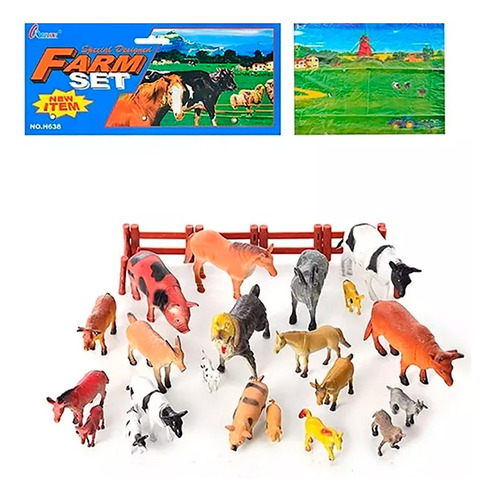 Set X20 Muñecos Animales Granja Finca 14cm Juguete