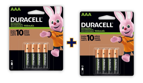 Pilas Recargables Duracell Aaa (2 Blister De 4 Pilas 900mah)