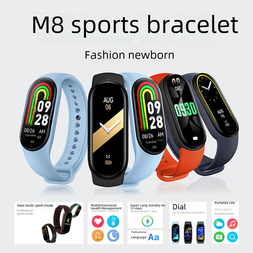 Azul: Pulsera Inteligente M8, Monitor De Salud, Frecuencia Cardíaca Deportiva