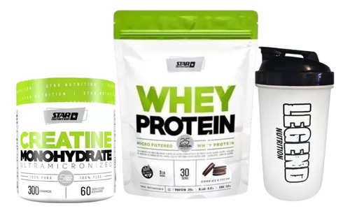 Star Nutrition Whey Protein 908gr + Creatina 300 Gr + Shaker