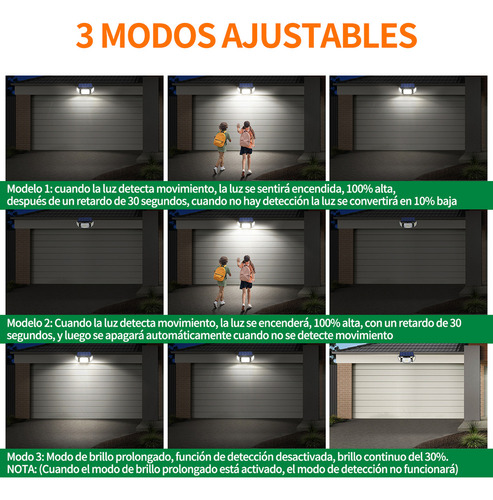 Paquete De 2 Lámparas Solares Sensor De Movimiento 3 Modos