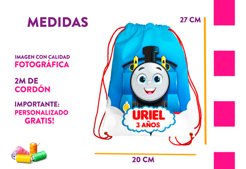 Morralitos Recuerdos Fiesta Thomas Tren Personalizado 10u