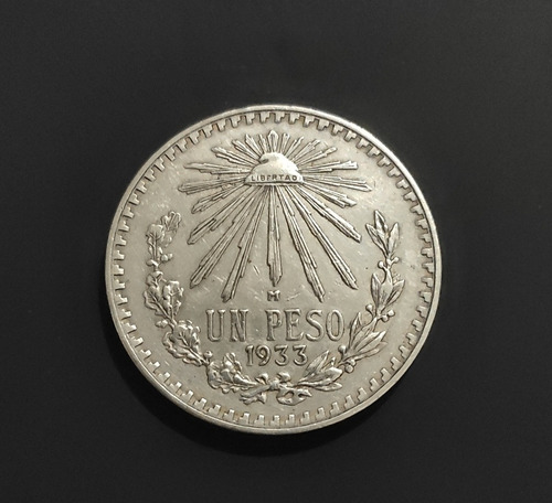 Moneda 1 Peso Resplandor Mexicano De Plata, Año 1933