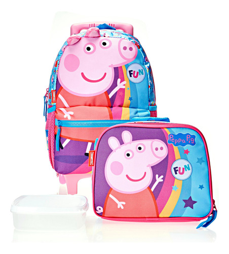 Mochila De Rodinhas Infantil Para Meninas Peppa Pig Média Plus Core Sestini