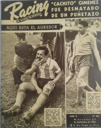 Revista Racing 481 Racing 0 Chacarita 0 Campeonato 1952