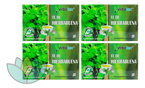 Pack 4 Tés De Hierbabuena Caja Con 25 Sobres De 1g