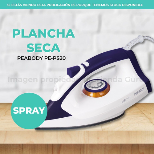 Imagen 2 de 6 de Plancha En Seco Peabody Base Antiadherente 1300w Pe-ps20