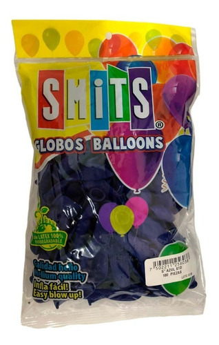 Globos Smits #5 C/100 Estandar Colores Smi1x1 Color Azul