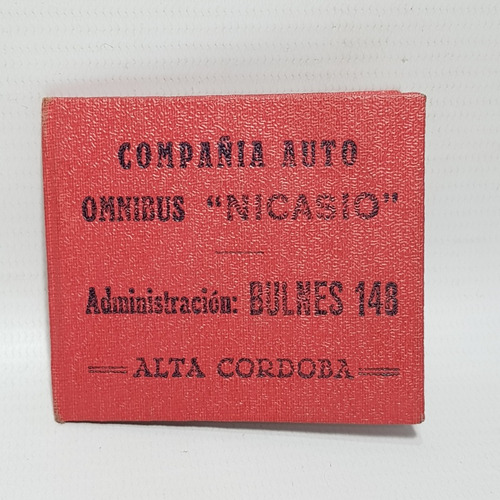 Antiguo Carnet Cia Ómnibus Nicasio 1940 Córdoba Mag 60414