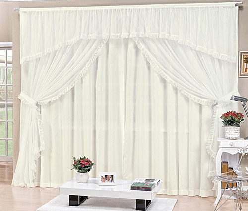 Imagem 1 de 1 de Cortina Voal Com Forro Princesa 3,00m X 2,60 Pronta Entrega