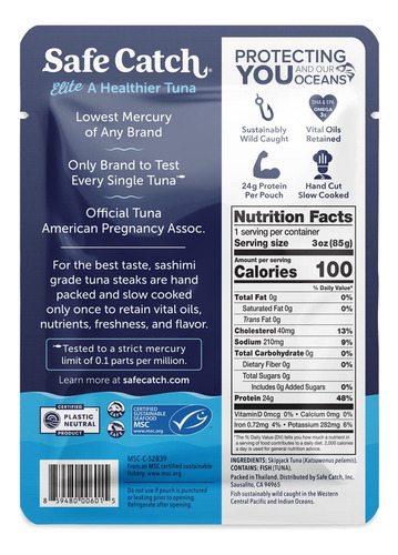 Safe Catch Elite Tuna Bolsa De AtĂșn Con Bajo Contenido De Me