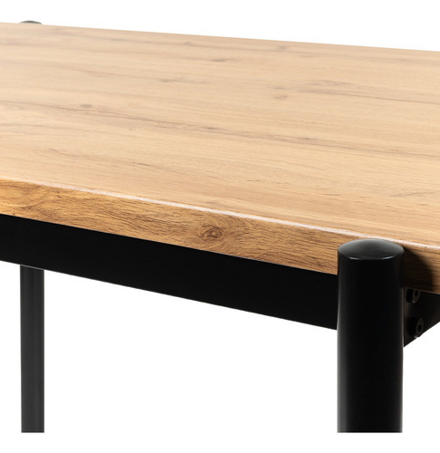 Comedor Rectangular 4 Sillas Mdf/metal Moderno Minimalista Natural Liso