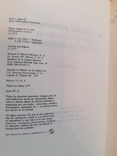 Las Ciencias Psicológicas: Una Revisión De La Psicología Mod