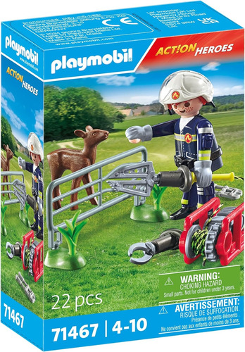 Playmobil Bomberos Rescate Perro Animales +22pcs 71467 Misión Bomberos Rescate Animal