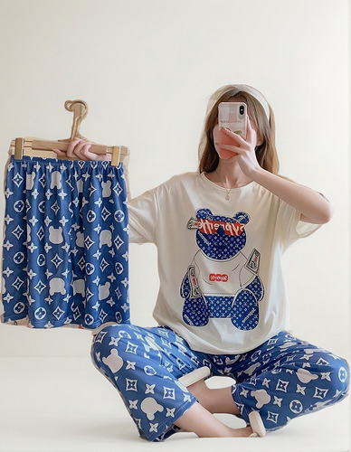 Pantalones Y Blusa De Pijama Con Estampado De Murciélago