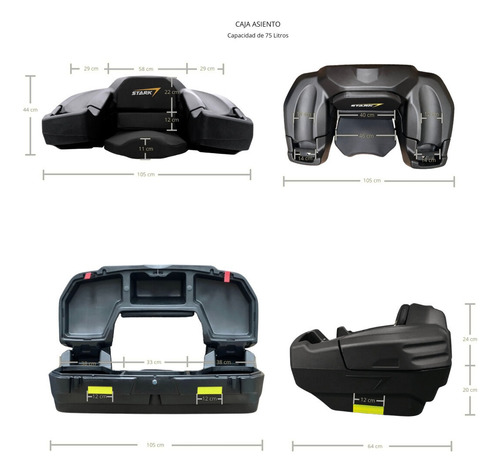 Caja De Almacenamiento Stark7 Universal Asiento De 75lts Atv