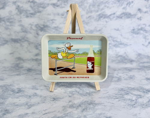 Antigua Mini Charola Lata Pato Donald Pascual Refresco 1970 (Usado)