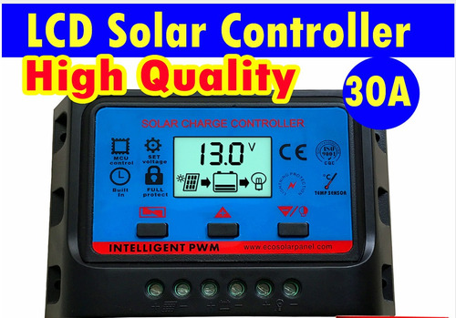 Controlador De Carga Usb 30a 12v/24v Pwm Painel Solar