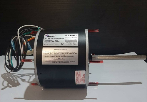 Motor Ventilador Condensador 1/3 1075rpm 220v Eje 1/2 1hp