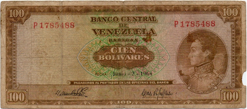 Billete 100 Bolívares 2 De Junio 1964 Serial P7