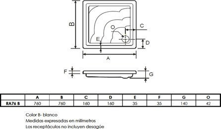Receptaculo Ducha Blanco Acrilico Ferrum 76x76 Ra76b