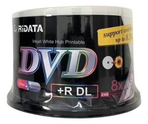 DVD+R Dual Layer Ridata 8.5GB Printable 50 Unidades Ritek