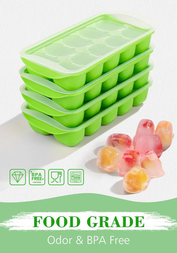 Doqaus Cubitera Con Tapa Y Cubo, Pack De 4 Cubiteras Para...